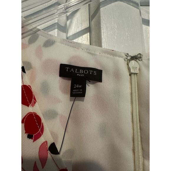 NEW Talbots Plus Cascade Wrap Midi Dress White Red Floral Size 24w Flowy Ruffle - Picture 6 of 10
